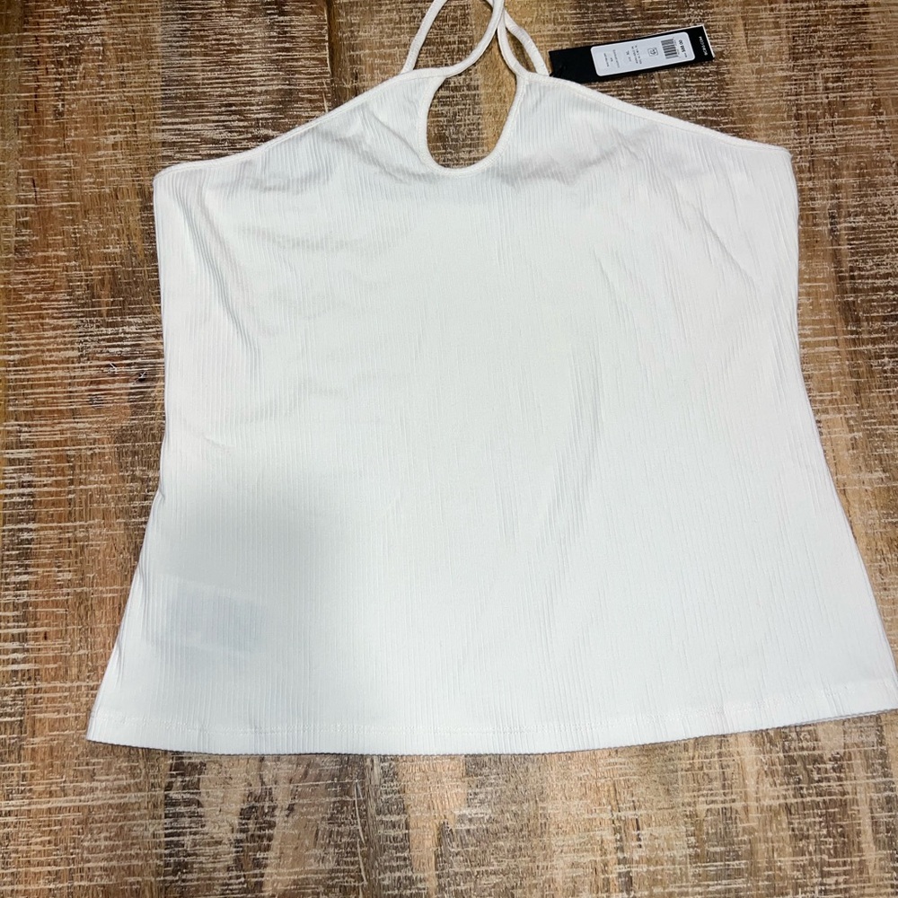 BCBG White Halter Tank Top XL